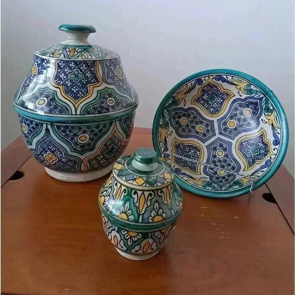 Bowl LIDDED MOORISH HAND MADE DECORATIVE COLLECTIBLE VINTAGE - Picture 6 of 7